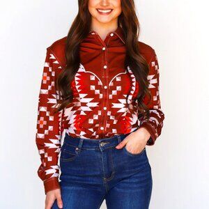 RANCH DRESS'N Kids SOUTHWESTERN BANDERA PRINT LONG SLEEVE SNAP WESTERN SHIRT